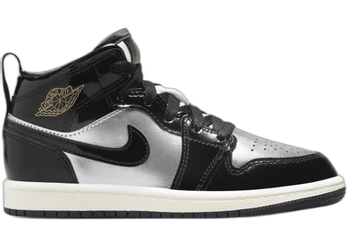 Jordan 1 Mid SE Black Metallic Silver Sail Metallic Gold (PS)