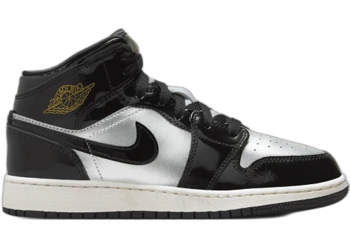 Jordan 1 Mid SE Black Metallic Silver Sail Metallic Gold (GS)