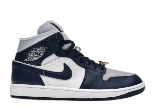 Jordan 1 Mid Football Grey White Midnight Navy (Women's)