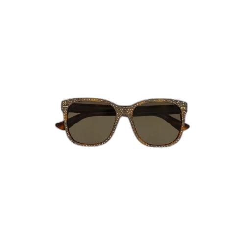 Gucci Crystal Square Frame Sunglasses 'Brown'