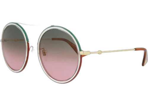 Gucci Round Oval Sunglasses Gold/Gold/Green (GG0061S-30001034-022)
