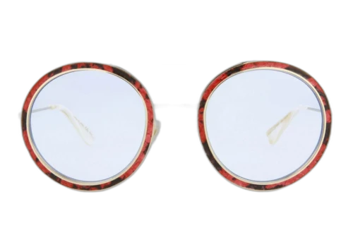 Gucci Round-Frame Leather Sunglasses Red/Gold/Light/Blue (GG0061SLEA-30010513-002-60534)