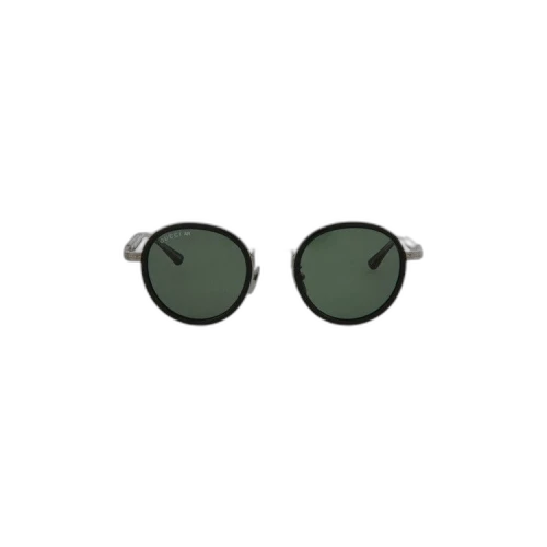 Gucci Oval Titanium Sunglasses 'Black'