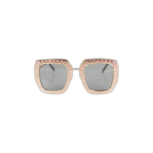 Gucci Crystal Encrusted Oversized Square Frame Sunglasses 'Gold/Rose'