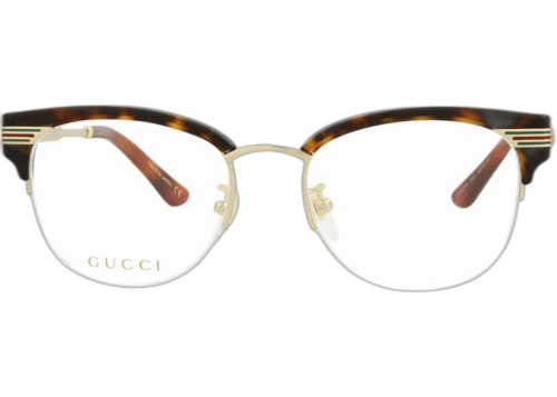 Gucci Round-Frame Acetate Optical Frames Havana Gold Transparent (GG0201O-30001808-002)