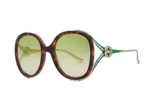 Gucci Oversized Sunglasses Tortise/Green (GG0226S-006-56)