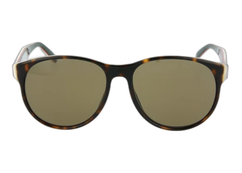 Gucci Round Frame Acetate Sunglasses Shiny Metalic Havana/White/Red/Green (GG0271S-30002360-002-20781)