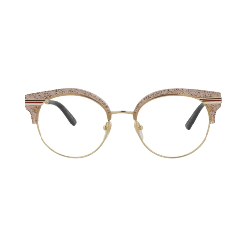 Gucci Round-Frame Metal Optical Frames Nude Gold Transparent (GG0285O-30002383-003)