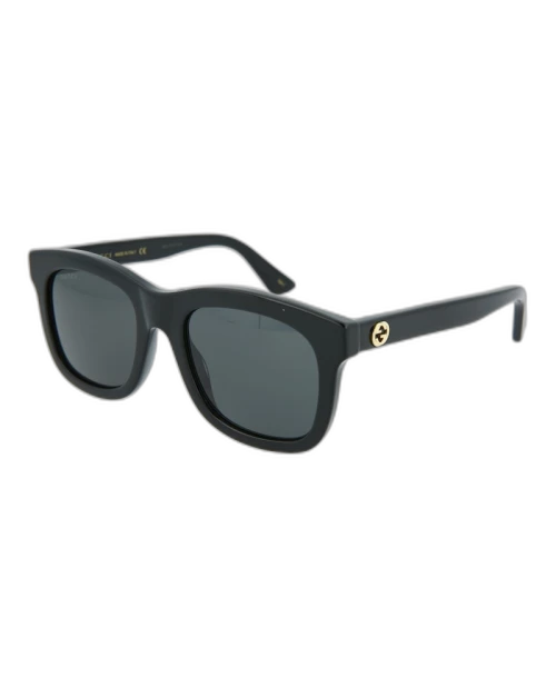 Gucci Square Rectangle Sunglasses Black/Black/Grey (GG0326S-30002857-001)