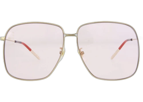 Gucci Square-Frame Metal Sunglasses Gold Gold Pink (GG0394S-30005990-004)
