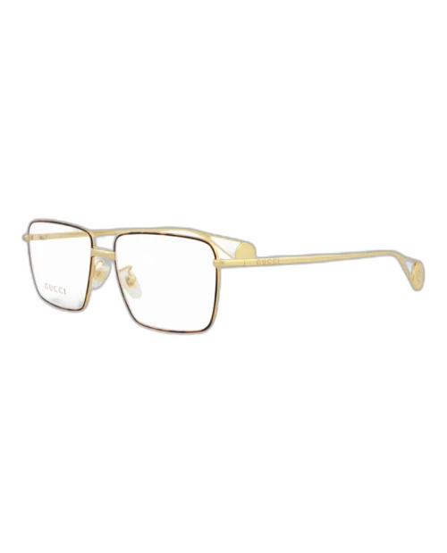 Gucci Square Eyeglasses Gold/Gold/Transparent (GG0439O-30006461-006)