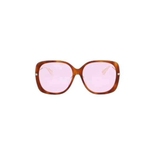 Gucci Square Frame Sunglasses 'Havana/Gold/Pink'