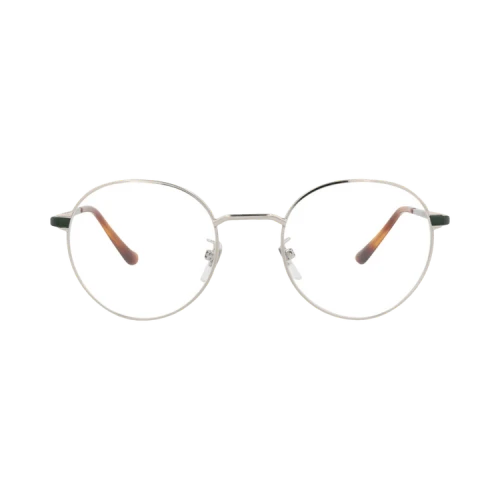 Gucci Round-Frame Metal Optical Frames Silver Green Transparent (GG0581O-30008148-008)