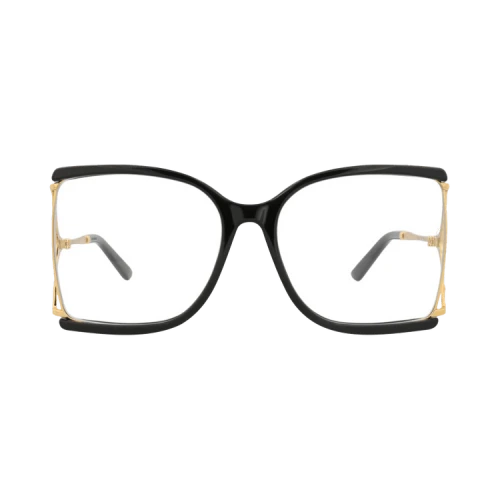 Gucci Square-Frame Injection Optical Frames Black Gold Transparent (GG0592O-30008111-001)