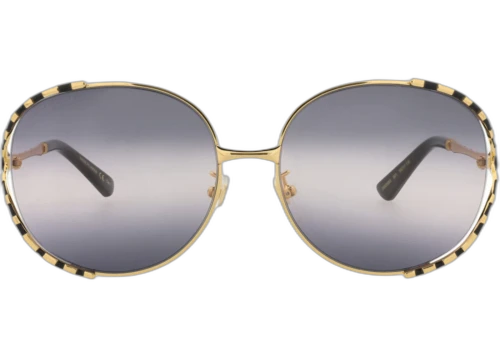 Gucci Sunglasses Round-Frame Metal Gold Black Grey (GG0595S-30008116-001)