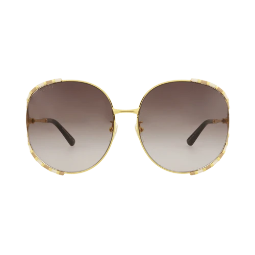 Gucci Round-Frame Metal Sunglasses 'Gold/Brown'