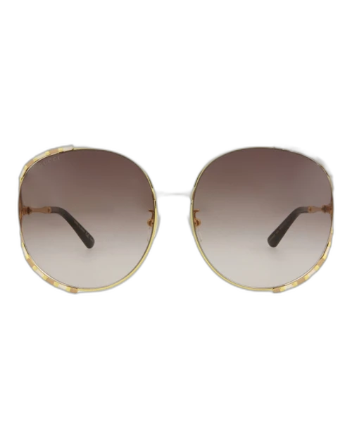 Gucci Round-Frame Metal Sunglasses Gold Gold Brown (GG0595S-30008116-008)