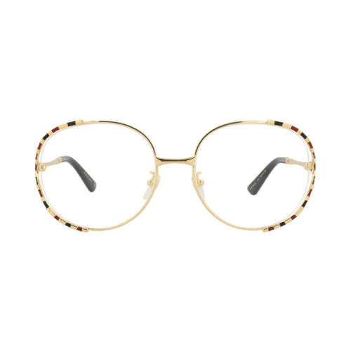 Gucci Round-Frame Metal Optical Frames Gold Gold Transparent (GG0596OA-30008117-003)