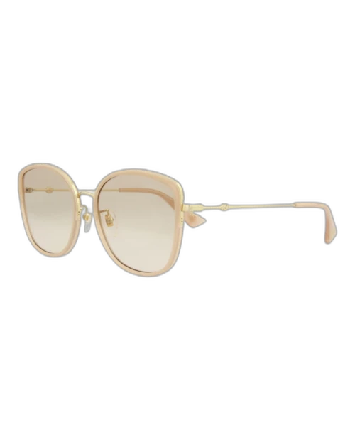 Gucci Square Rectangle Sunglasses Nude/Gold/Pink (GG0606SK-30008209-004)