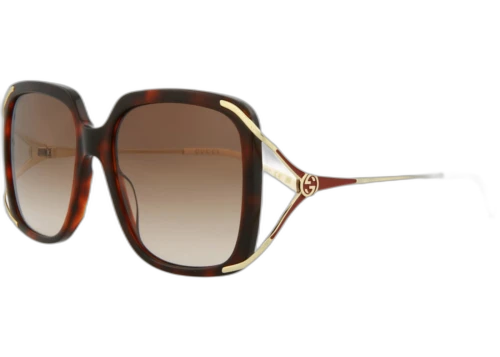 Gucci Square Rectangle Sunglasses Havana/Gold/Brown (GG0647S-30008608-002)