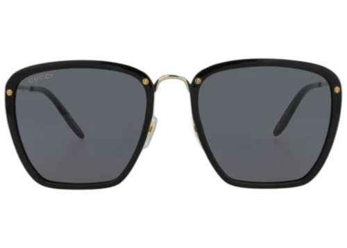 Gucci Square-Frame Acetate Sunglasses Black/Gold/Grey (GG0673S-30008621-001)