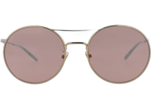 Gucci Round-Frame Metal Sunglasses Gold Gold Pink (GG0680S-30008569-004)