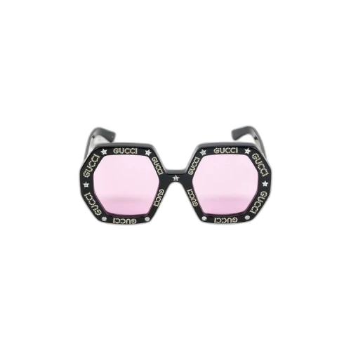 Gucci Geometric Sunglasses 'Black/Ivory/Pink'