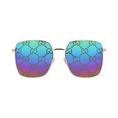Gucci Square-Frame Metal Sunglasses Gold Gold Multicolor (GG0802S-30009504-004)