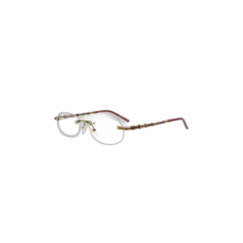 Gucci Oval Metal Eyeglasses 'Gold/Red/Transparent'