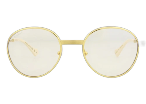 Gucci Round-Frame Metal Sunglasses Gold/Gold/Yellow (GG0872S-30009887-001)