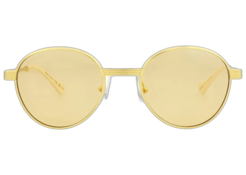 Gucci Round-Frame Metal Sunglasses Gold/Yellow (GG0872S-30009887-005-70052)