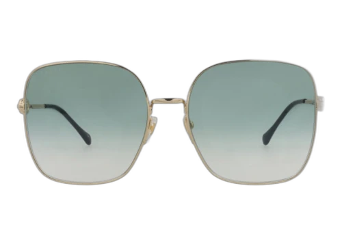 Gucci Square Frame Metal Sunglasses Gold/Green (GG0879S-30010269-003-70046)
