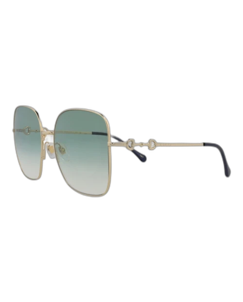 Gucci Square Sunglasses Gold/Gold/Green (GG0879S-30010269-003)
