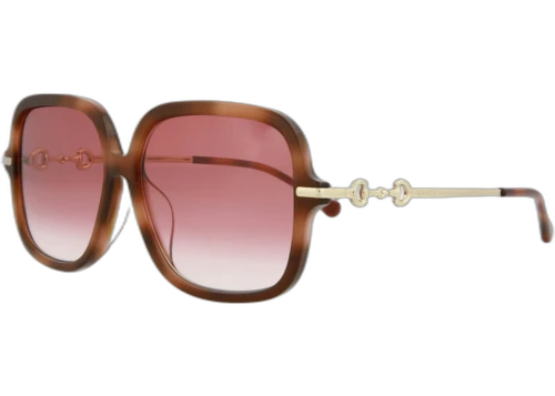 Gucci Square Rectangle Sunglasses Havana/Gold/Red (GG0884SA-30010333-003)