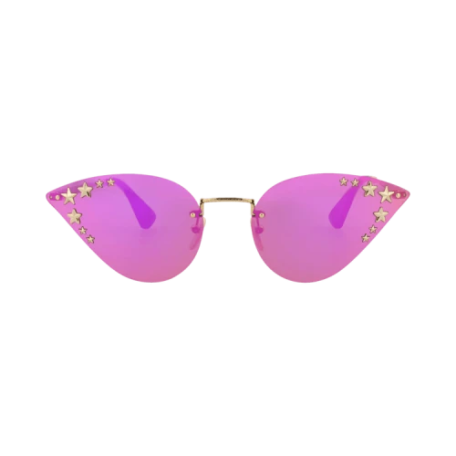 Gucci Cat Eye-Frame Metal Sunglasses Gold Gold Pink (GG0898S-30010504-003)