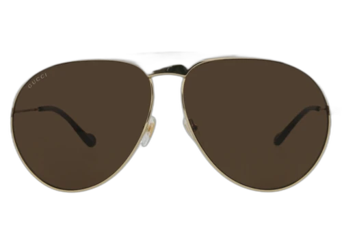 Gucci Aviator-Frame Metal Sunglasses Gold Gold Brown (GG0908S-30010529-001)