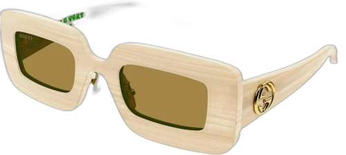 Gucci Oversized Rectangle Frame Sunglasses Beige/Brown (GG0974S-002-49)