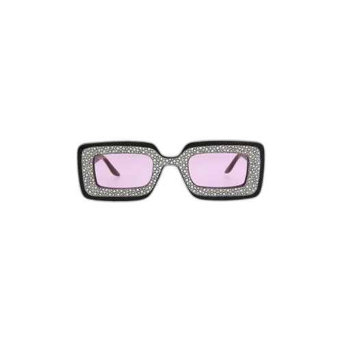 Gucci Rectangular Frame Sunglasses 'Black/Pink'