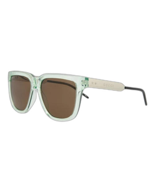 Gucci Square Rectangle Sunglasses Green/Silver/Brown (GG0976S-30011149-002)