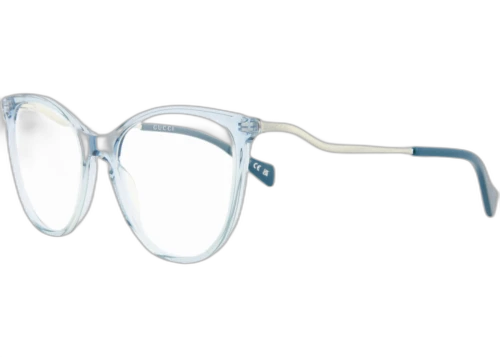 Gucci Cat Eye Eyeglasses Light Blue/Silver Transparent (GG1007O-30011762-006)