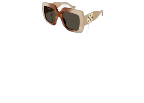 Gucci Square Two Tone Chane Sunglasses Ivory/Brown (GG1022S-003)