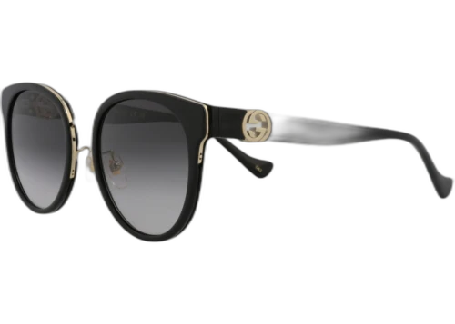 Gucci Round Oval Sunglasses Black/Black/Grey (GG1027SK-30011818-001)