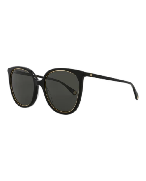 Gucci Round Oval Sunglasses Black/Black/Grey (GG1076S-30012794-001)