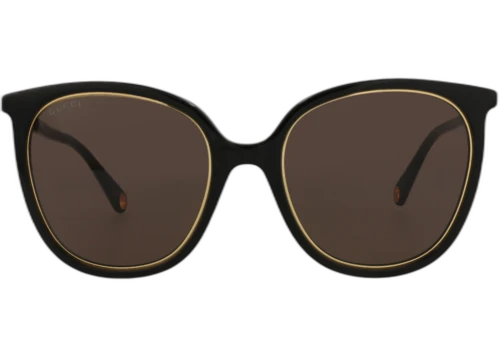 Gucci Round-Frame Acetate Sunglasses Black Black Brown (GG1076S-30012794-002)