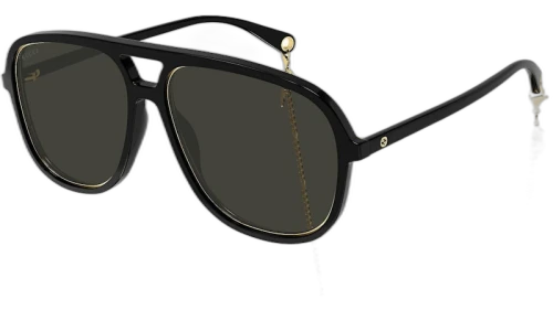 Gucci Aviator Chain Sunglasses Black/Gold (GG1077S-001-57)
