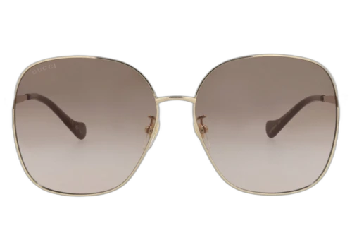 Gucci Square-Frame Metal Sunglasses Gold/Gold/Brown (GG1089SA-30012967-002)