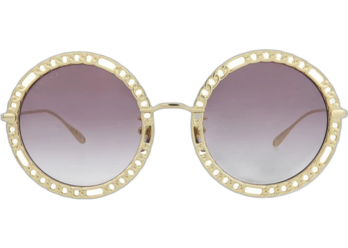 Gucci Round/Oval-Frame Metal Sunglasses Gold Gold Violet (GG1113S-30013070-002)