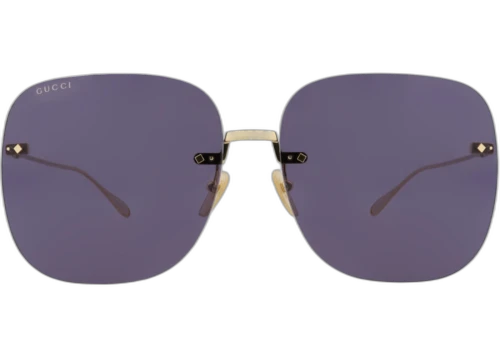 Gucci Square-Frame Metal Sunglasses Gold Gold Blue (GG1148S-30012727-005)