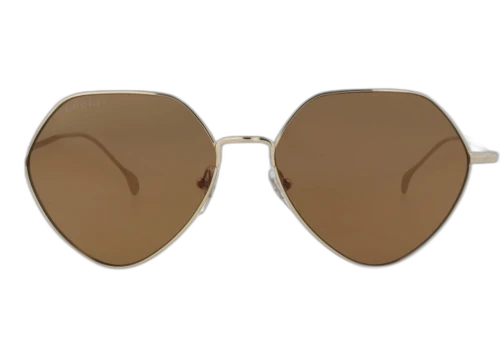Gucci Square-Frame Metal Sunglasses Gold/Gold/Brown (GG1182S-30013461-002)