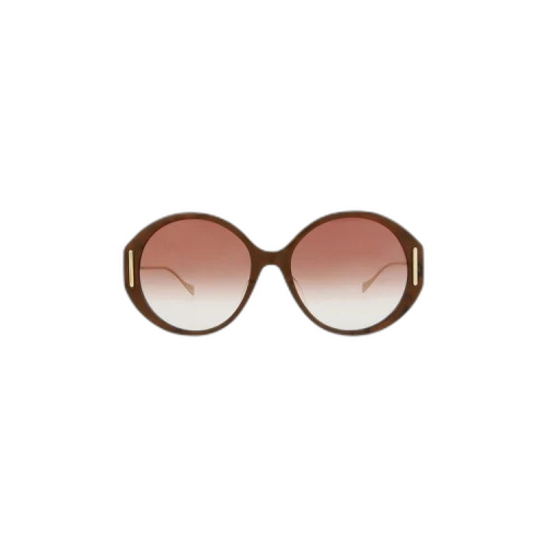 Gucci Round Frame Sunglasses 'Brown/Gold/Red'